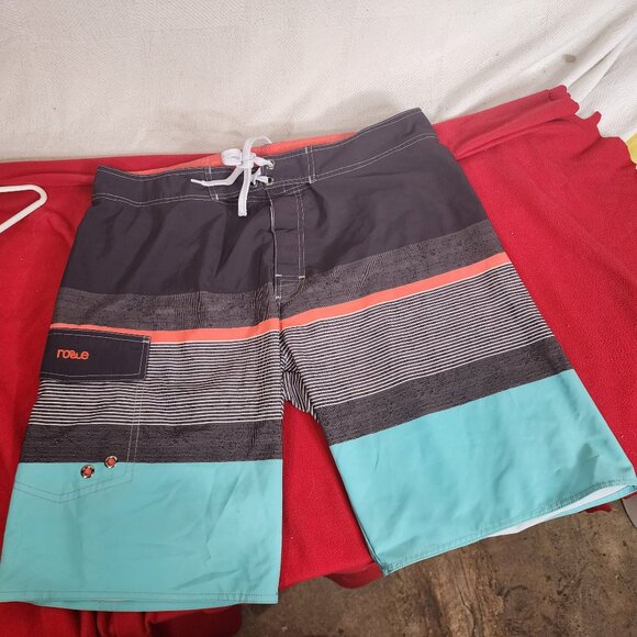 Nonwe Other - Nonwe Greige Peach Sea Green Poly Span Mesh Lined Pocket Swim Board Shorts Sz 36